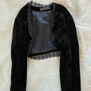 Dana Buchman Black Velour Lace Bolero Shrug, 6